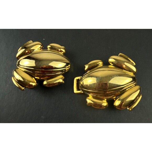 Vintage Paquette Frog Interlocking Belt Buckle Gold Tone Signed main image 9